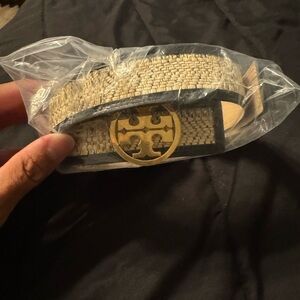 Tory Burch 1.5” miller woven linen belt xs